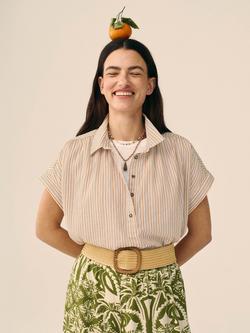 White Stuff Orla Stripe Boxy Shirt, Multi, Multi