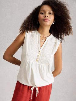 White Stuff Peony Tie Hem Top, White, White
