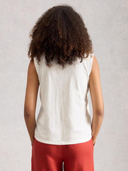 White Stuff Peony Tie Hem Top, White - view 2, White
