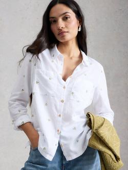 White Stuff Sophie Embroidered Heart Shirt, Ivory/Multi, Ivory/Multi