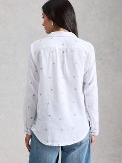 White Stuff Sophie Embroidered Heart Shirt, Ivory/Multi - view 2, Ivory/Multi
