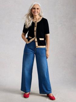 White Stuff Charlotte Cardigan, Black/Brown, Black/Brown