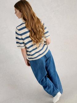 White Stuff Isabella Organic Cotton Striped Cardigan, Blue/White - view 2, Blue/White
