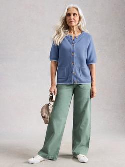 White Stuff Isabella Organic Cotton Knitted Cardigan, Blue