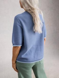 White Stuff Isabella Organic Cotton Knitted Cardigan - view 2, Blue