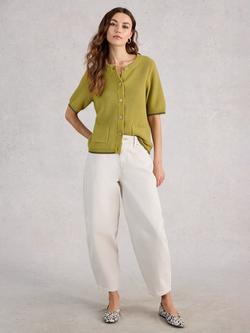 White Stuff Isabella Organic Cotton Knitted Cardigan, Green