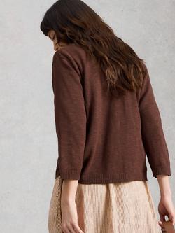 White Stuff Nova Lightweight Cotton Blend Cardigan, Dark Brown - view 2, Dark Brown