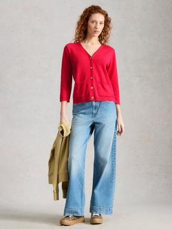 White Stuff Nova Lightweight Cotton Blend Cardigan, Dark Pink, Dark Pink