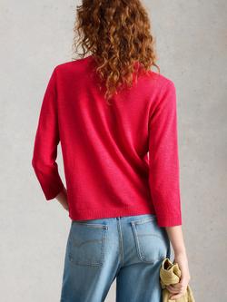 White Stuff Nova Lightweight Cotton Blend Cardigan, Dark Pink - view 2, Dark Pink