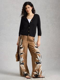 White Stuff Nova Lightweight Cotton Blend Cardigan, Dark Pink, Black