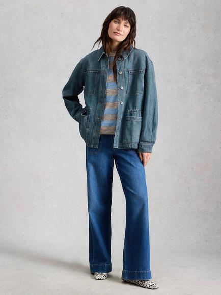 White Stuff Luna Utility Denim Jacket, Blue, Blue