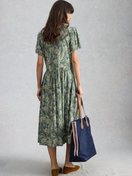 White Stuff Leah Abstract Jersey Dress, Green/Multi - view 2, Green/Multi