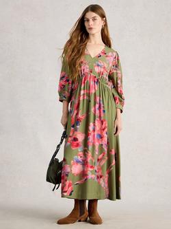 White Stuff Lucy Floral Dress, Green/Pink, Green/Pink
