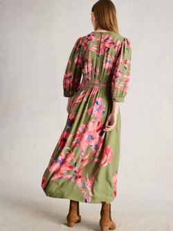 White Stuff Lucy Floral Dress, Green/Pink - view 2, Green/Pink
