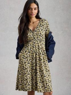 White Stuff Meg Abstract Print Dress, Green Multi, Green Multi