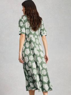 White Stuff Megan Dress, Green/Cream - view 2, Green/Cream