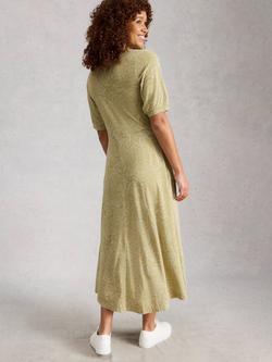 White Stuff Megan Hearts Print Jersey Dress, Green - view 2, Green