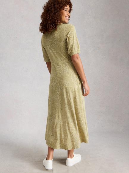 White Stuff Megan Hearts Print Jersey Dress, Green - view 2, Green
