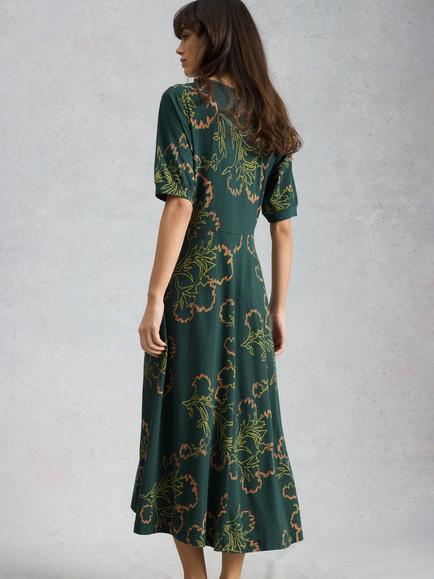 White Stuff Megan Floral Jersey Dress, Green/Multi - view 2, Green/Multi