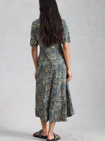 White Stuff Megan Abstract Spot Jersey Dress, Navy/Multi - view 2, Navy/Multi