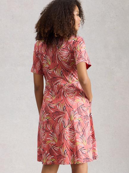 White Stuff Ria Abstract Shirt Mini Dress, Pink/Multi - view 2, Pink/Multi