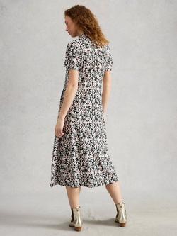 White Stuff Rua Abstract Floral Midi Dress, Black/Multi - view 2, Black/Multi