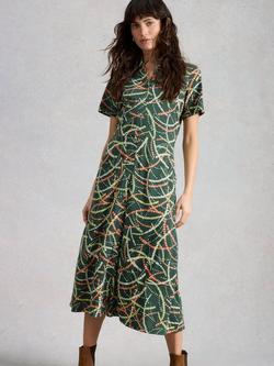 White Stuff Rua Abstract Shirt Dress, Green/Multi, Green/Multi