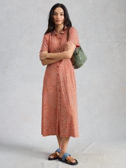 White Stuff Rua Heart Print Shirt Dress, Red/Multi, Red/Multi