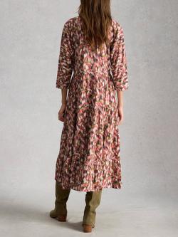 White Stuff Tabitha Abstract Tiered Dress, Pink/Multi - view 2, Pink/Multi