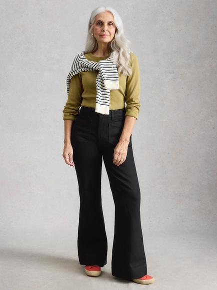 White Stuff Frankie Flared Jeans, Black, Black