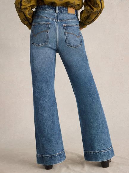 White Stuff Frankie Flared Jeans, Blue - view 2, Blue