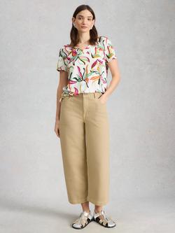 White Stuff Tia Wide Leg Jeans, Light Khaki