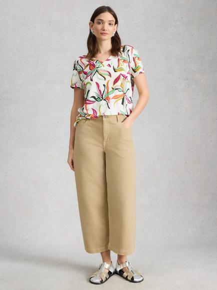 White Stuff Tia Wide Leg Jeans, Light Khaki