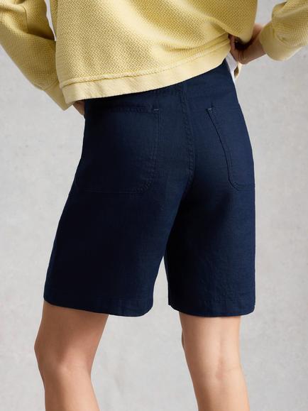 White Stuff Tia Pure Linen Shorts, Blue - view 2, Blue