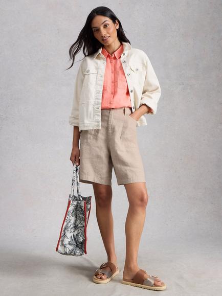 White Stuff Tia Pure Linen Shorts, Natural, Natural
