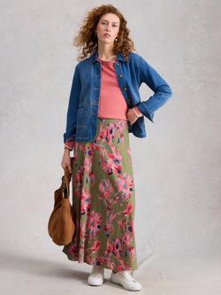 White Stuff Hope Floral Skirt, Green/Pink, Green/Pink