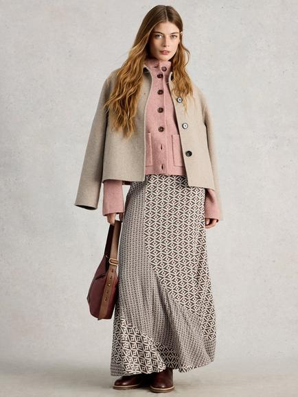 White Stuff Sara Geometric Skirt containing LENZING™ ECOVERO™ Viscose, Multi, Multi