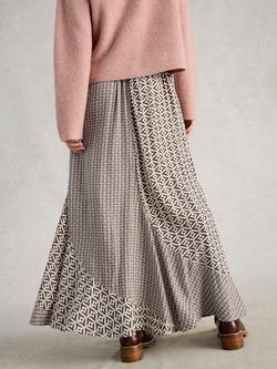 White Stuff Sara Geometric Skirt containing LENZING™ ECOVERO™ Viscose, Multi - view 2, Multi