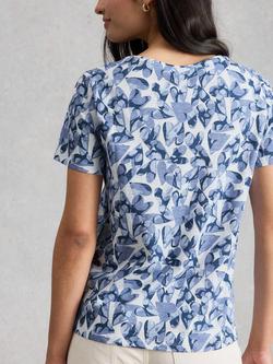 White Stuff Abbie Heart Print T-Shirt, Blue/Multi - view 2, Blue/Multi