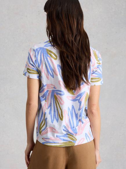 White Stuff Abbie Painted Floral T-Shirt, White/Multi - view 2, White/Multi