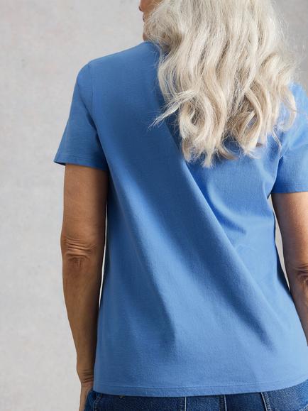 White Stuff Abbie Embroidered Seaside T-Shirt, Mid Blue - view 2, Mid Blue