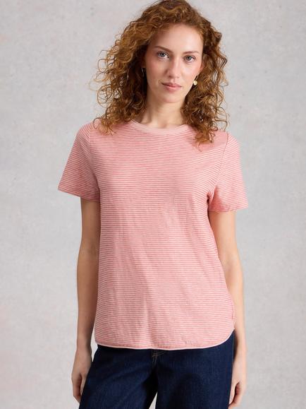 White Stuff Clara Striped T-Shirt, Pink, Pink