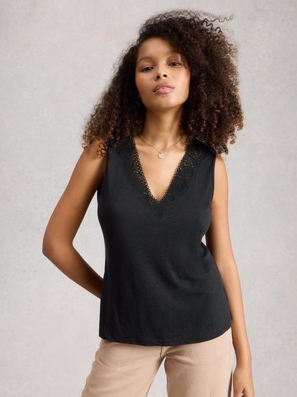 White Stuff Ellie Linen Rich Vest, Black