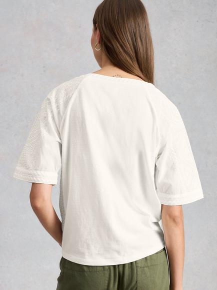 White Stuff Embroidered Tie T-Shirt, White - view 2, White