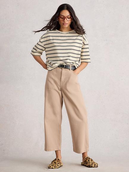 White Stuff Katya Stripe T-Shirt, Ivory/Black, Ivory/Black