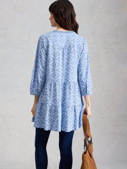 White Stuff Marta Geometric Tunic Top, Pale Blue - view 2, Pale Blue