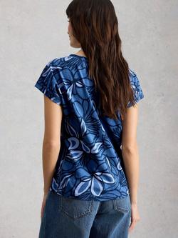 White Stuff Nelly Abstract Floral T-Shirt, Blue - view 2, Blue