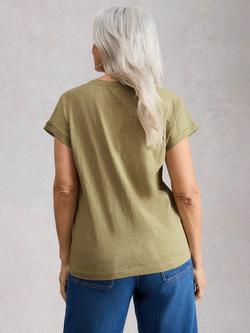 White Stuff Nelly Embroidered Cotton T-Shirt, Green - view 2, Green