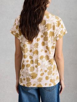 White Stuff Nelly Notch Neck Split Print T-Shirt, Green/Multi - view 2, Green/Multi