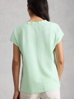 White Stuff Nelly V-Neck Cotton T-Shirt, Light Green - view 2, 